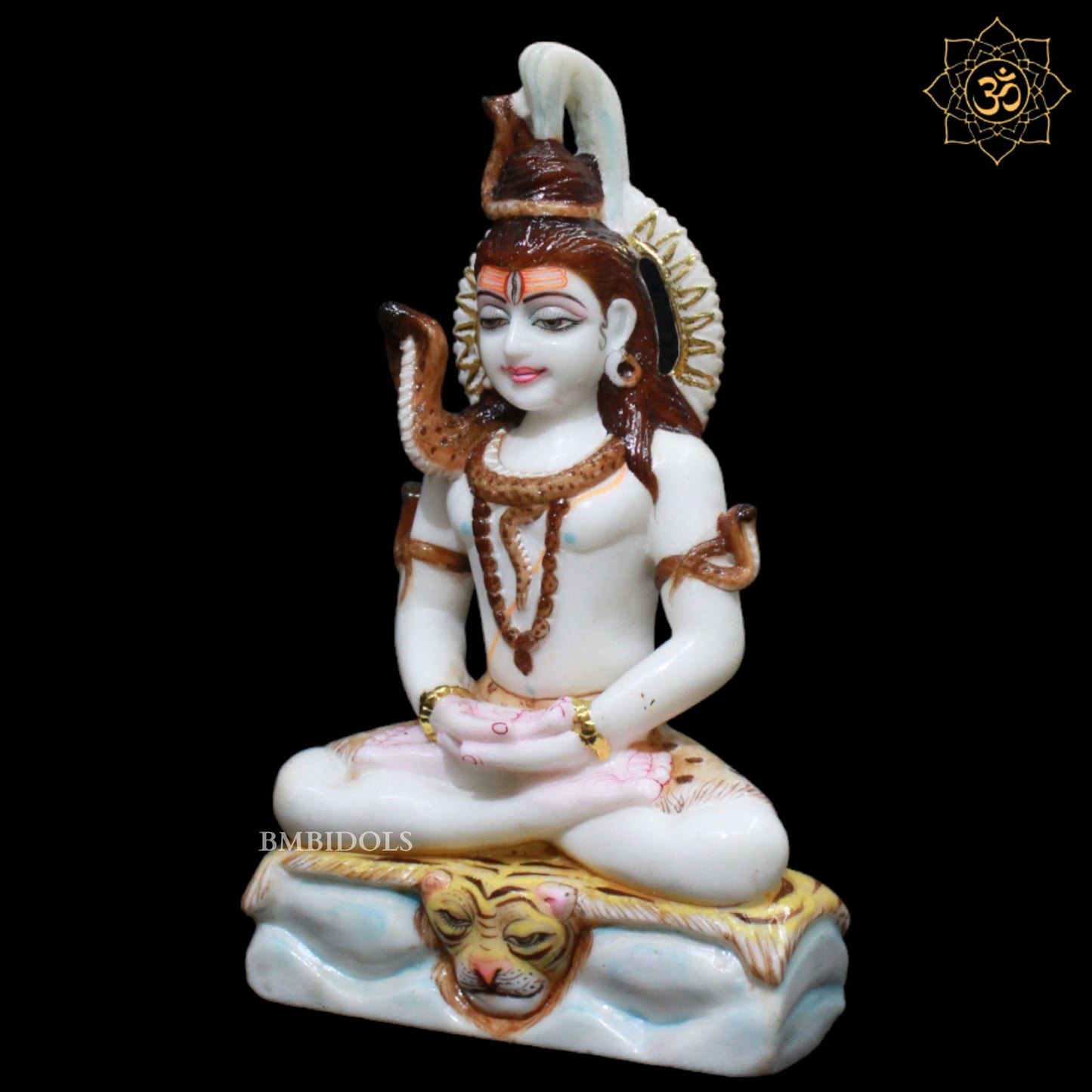 Marble Shiva Statue in Meditation Posture in 12inches for Homes and Temples