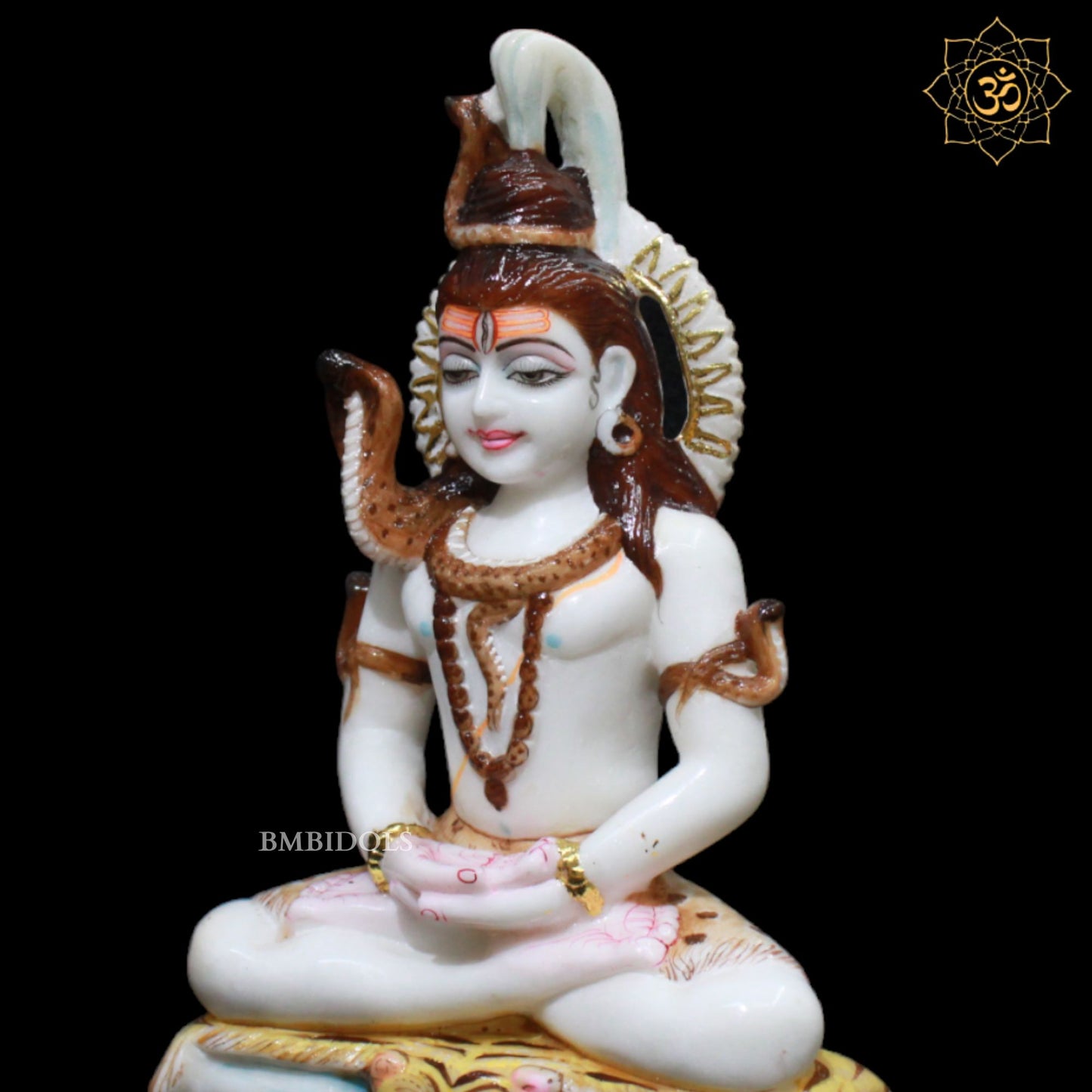 Marble Shiva Statue in Meditation Posture in 12inches for Homes and Temples