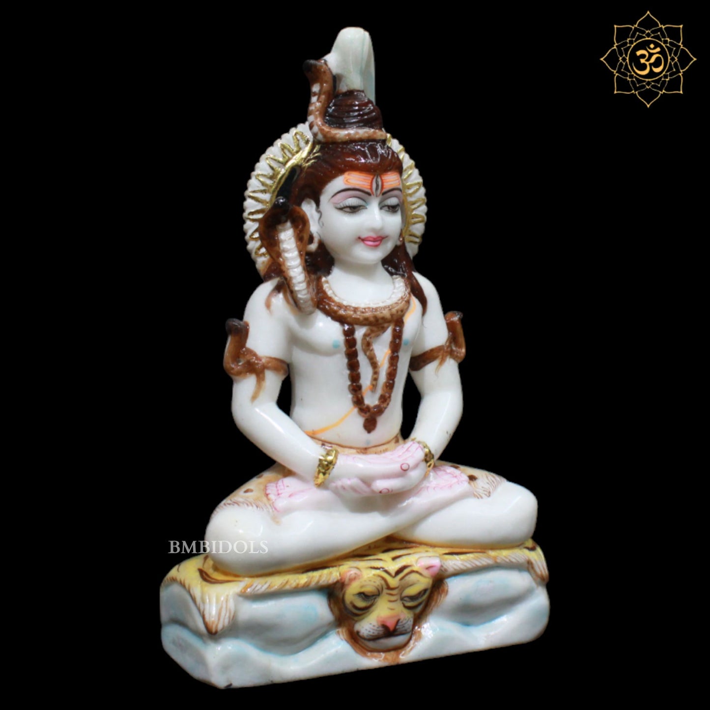 Marble Shiva Statue in Meditation Posture in 12inches for Homes and Temples