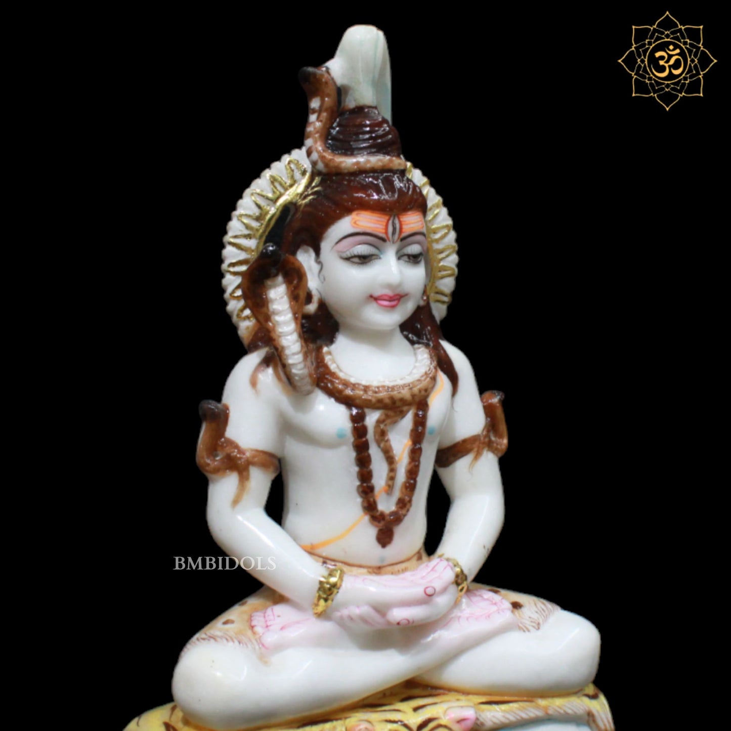 Marble Shiva Statue in Meditation Posture in 12inches for Homes and Temples