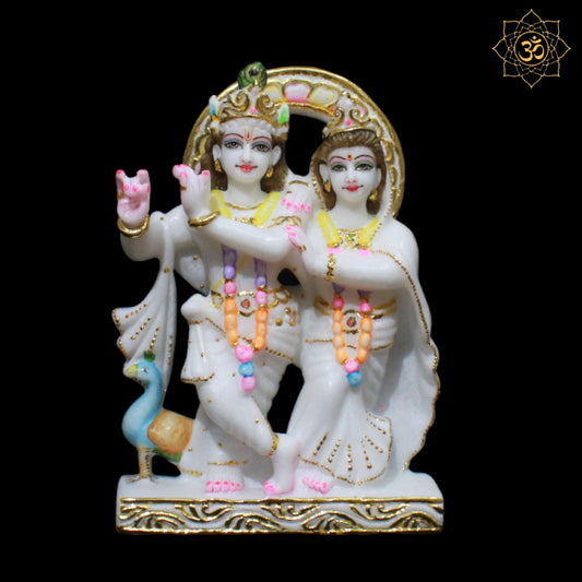 Small Jugal Radha Krishna Murti in Marble in 9inches for Homes and Temples