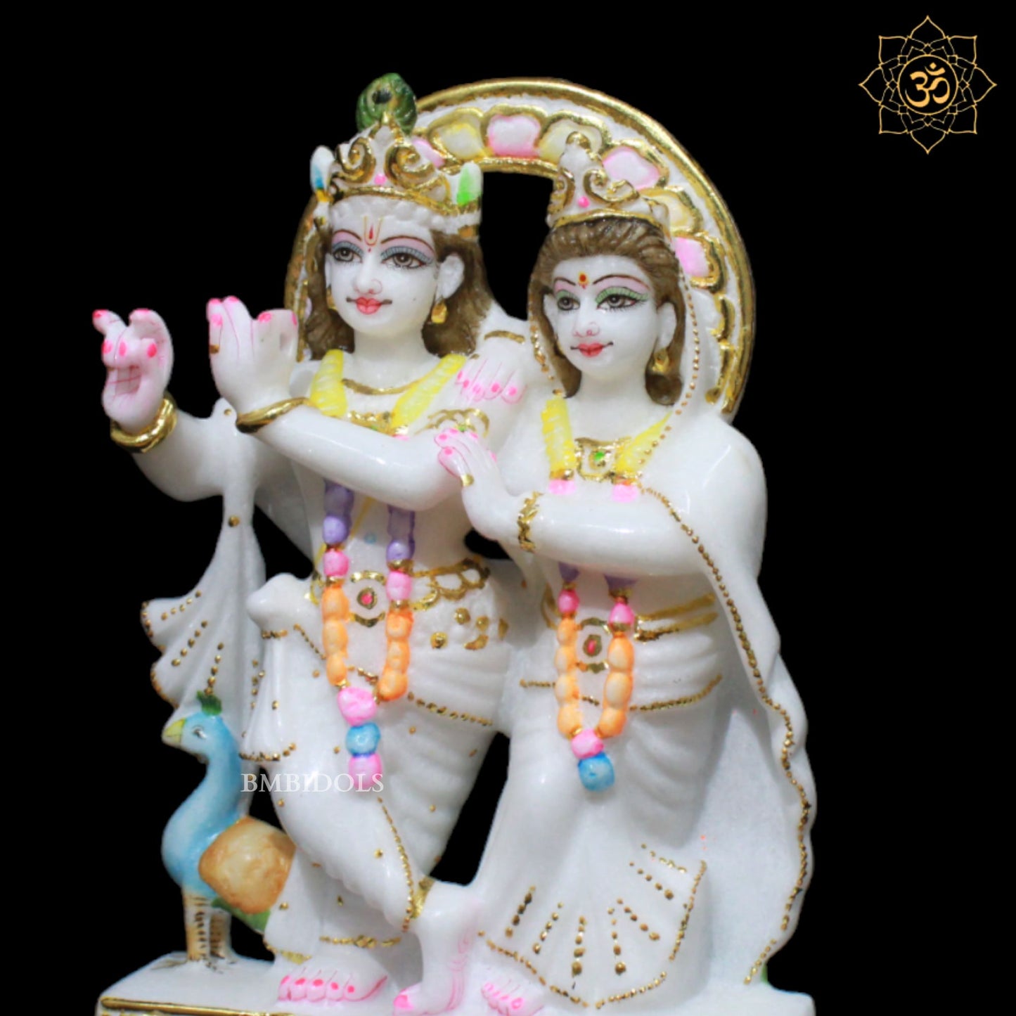 Small Jugal Radha Krishna Murti in Marble in 9inches for Homes and Temples