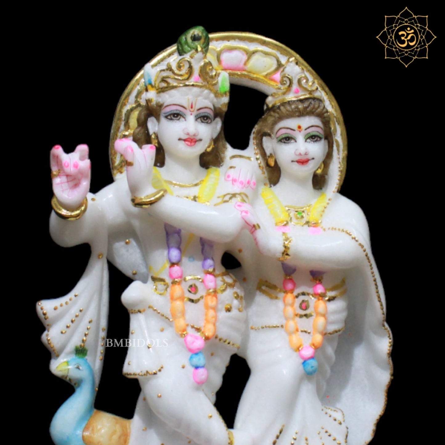 Small Jugal Radha Krishna Murti in Marble in 9inches for Homes and Temples