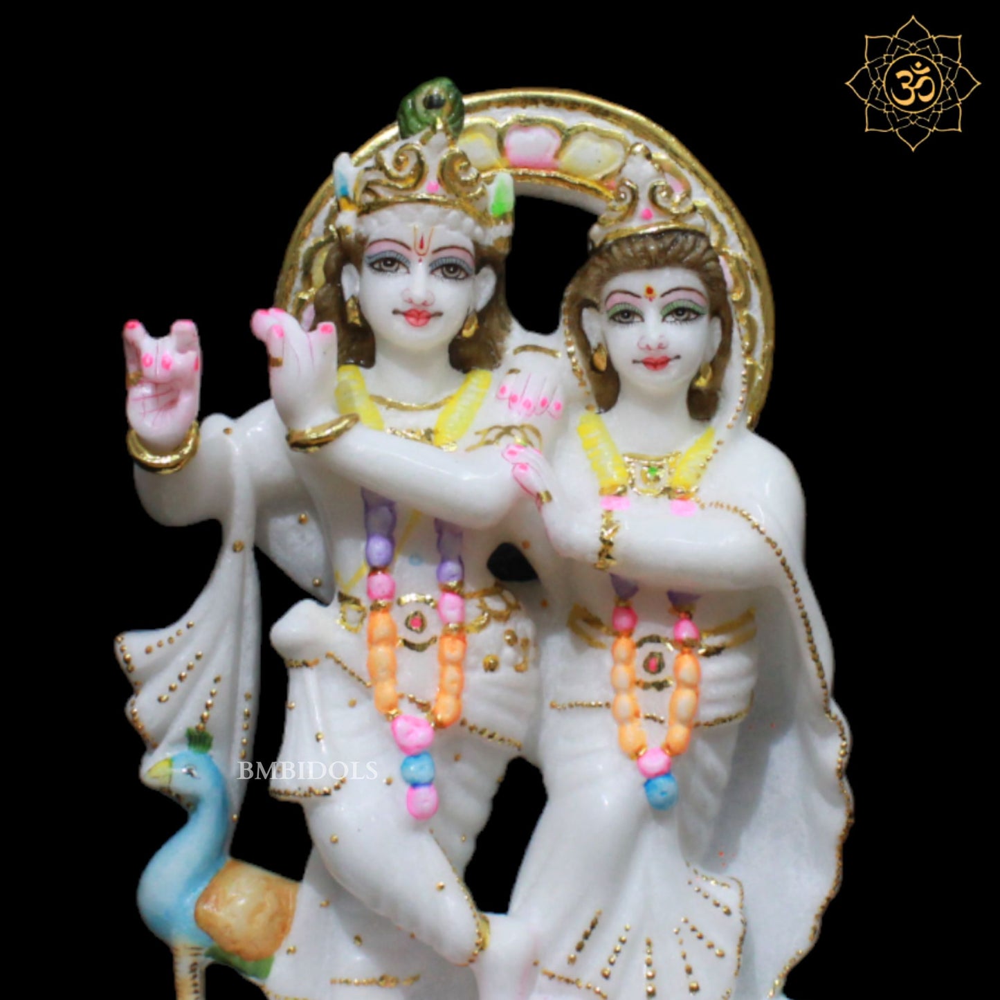 Small Jugal Radha Krishna Murti in Marble in 9inches for Homes and Temples