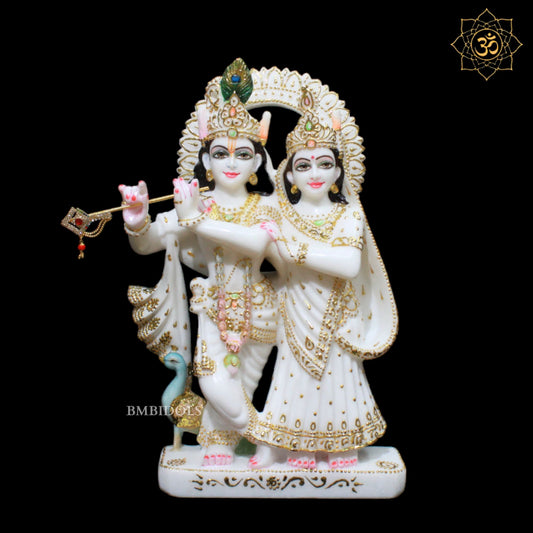 Marble Jugal Radha Krishna Murti in 15inches for Homes and Temples