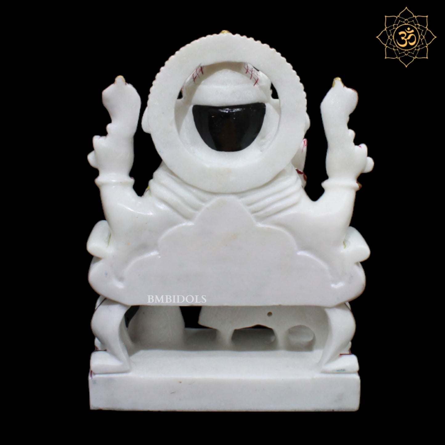 White Marble Ganesh Murti in 12inch with Full Goldwork