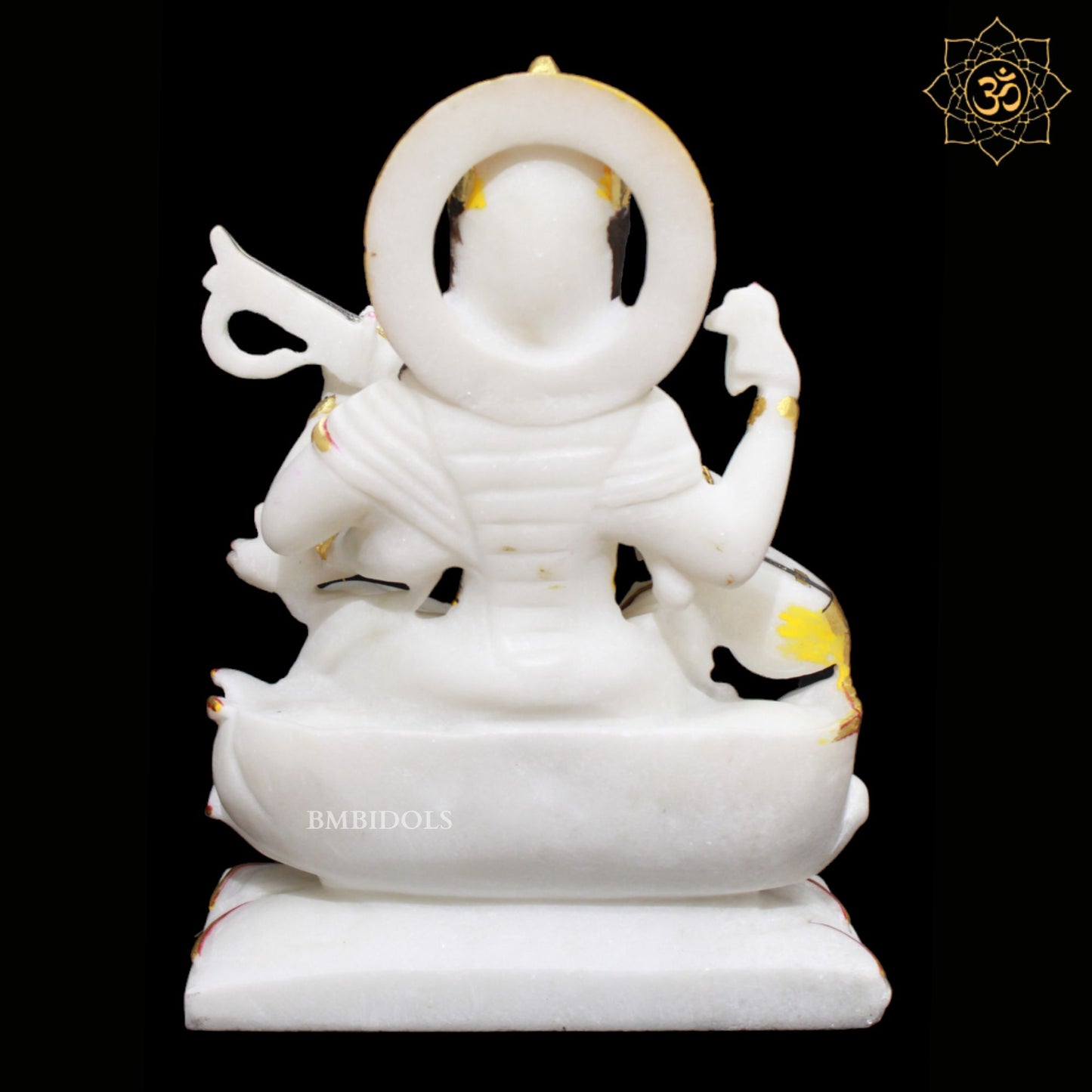 White Marble Saraswati Maa Murti in 12inches for Homes and Temples