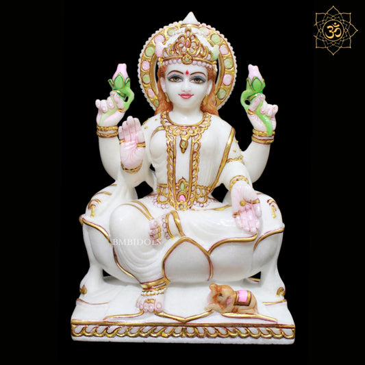 Marble Laxmi Maa Murti made in Makrana Marble in 12inch