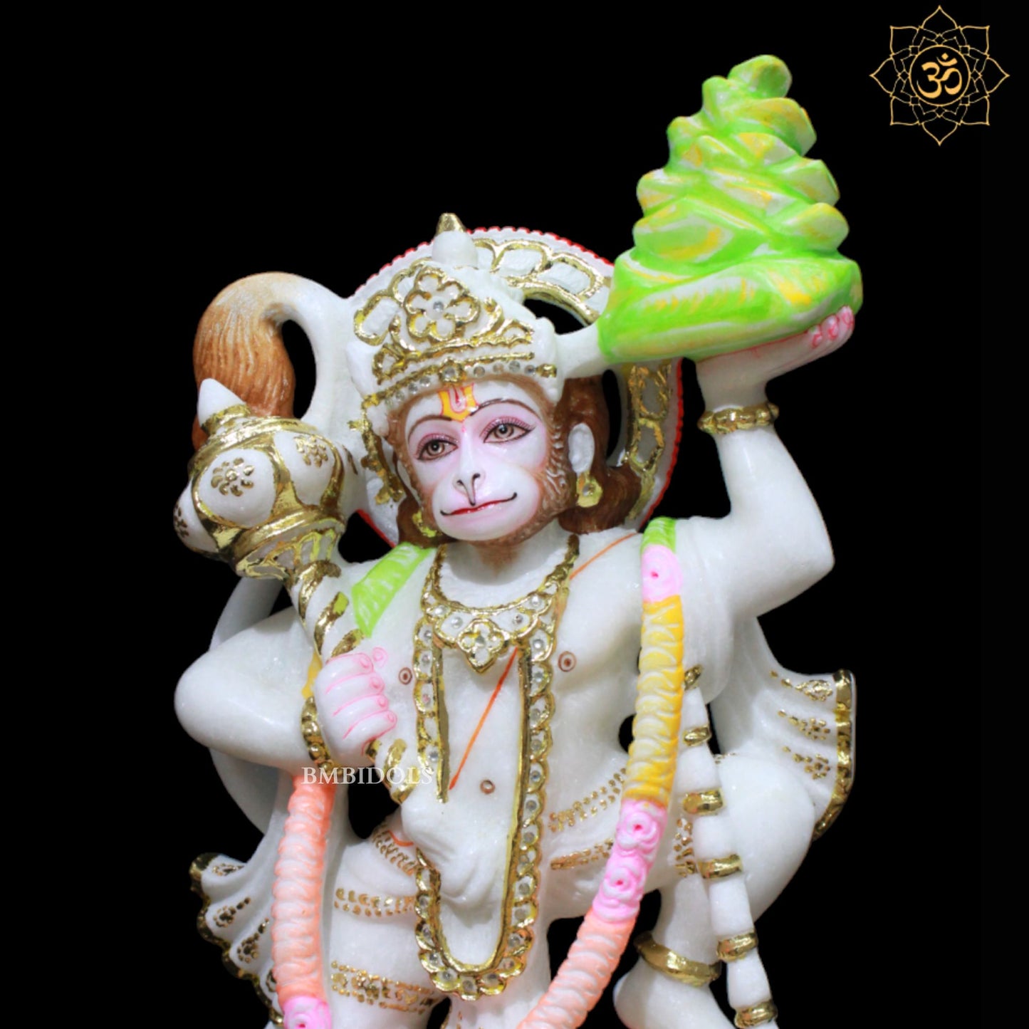 Veer Hanuman Marble Murti in 15inches for Homes and Temples