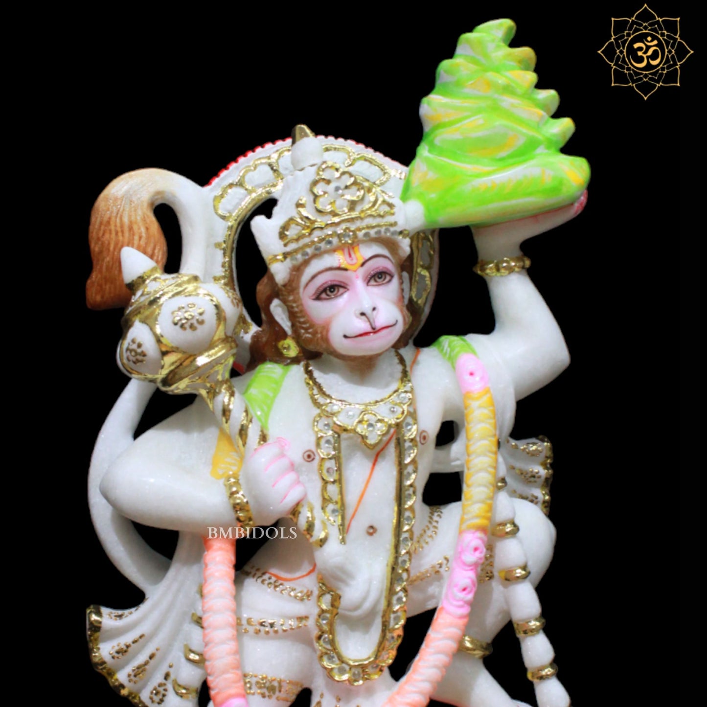 Veer Hanuman Marble Murti in 15inches for Homes and Temples