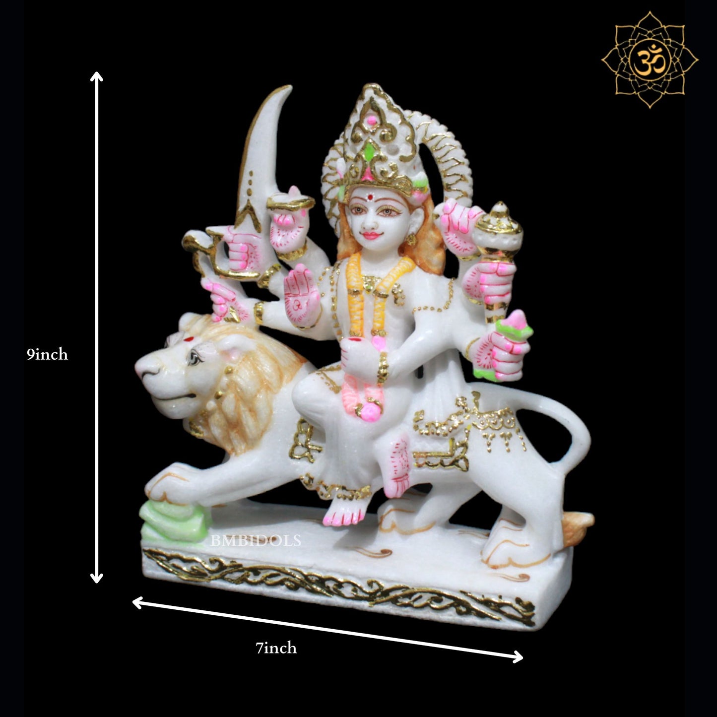 Small Durga Marble Murti for Homes & Temples in 9inches