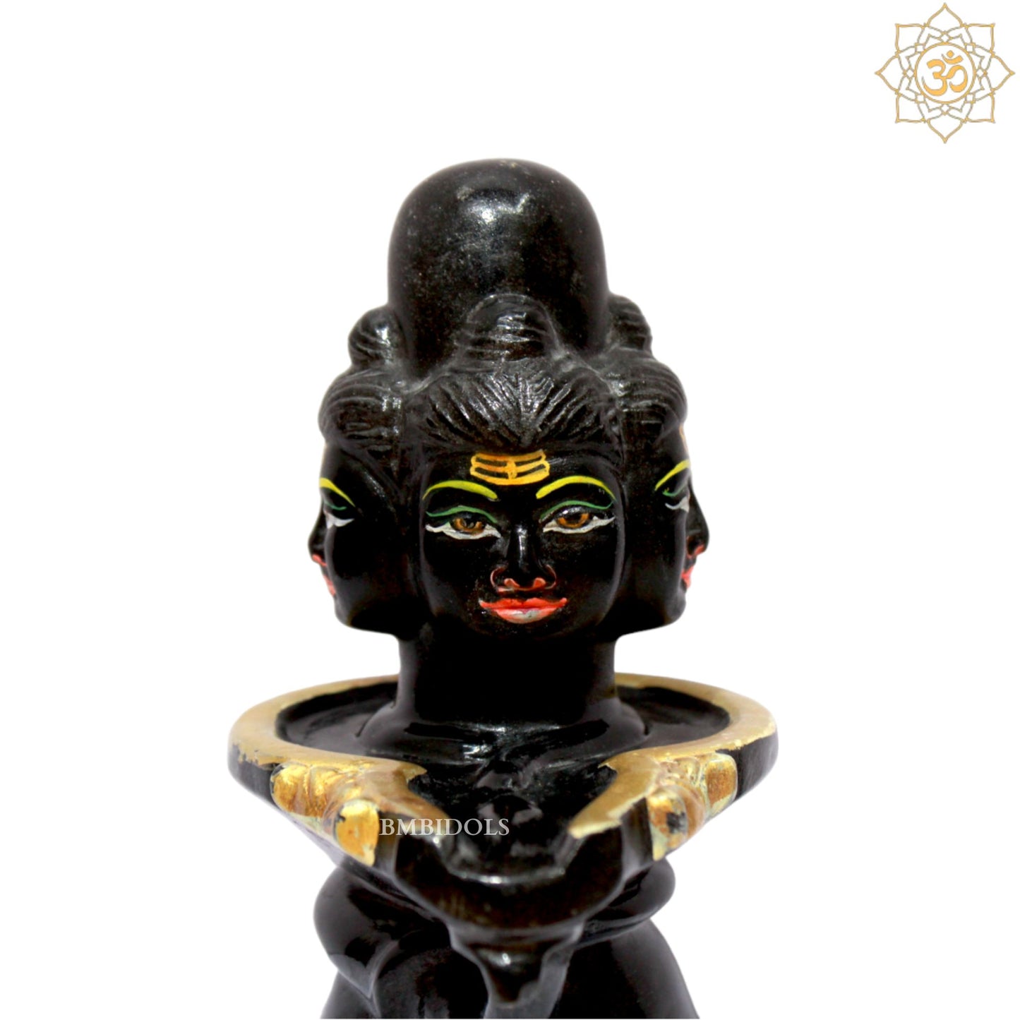 Black Stone Shivling Statue in Panchmukhi Style