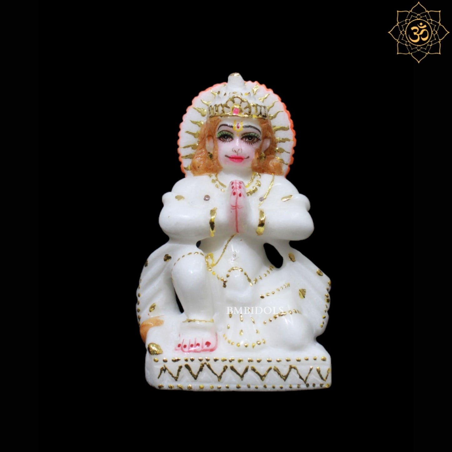 White Marble Ram Darbar Murti in Diamond Work in 12inches