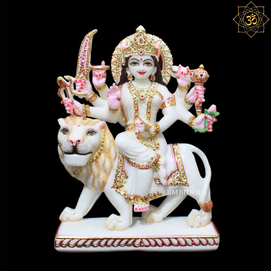 15inch Marble Durga Murti for Homes and Temples in Makrana Marble