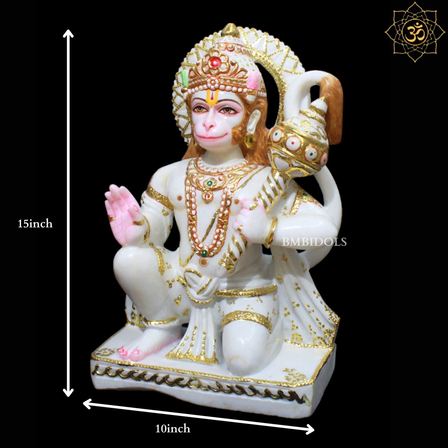 Ashirwad Hanuman Marble Murti for Homes and Temples in 15inches