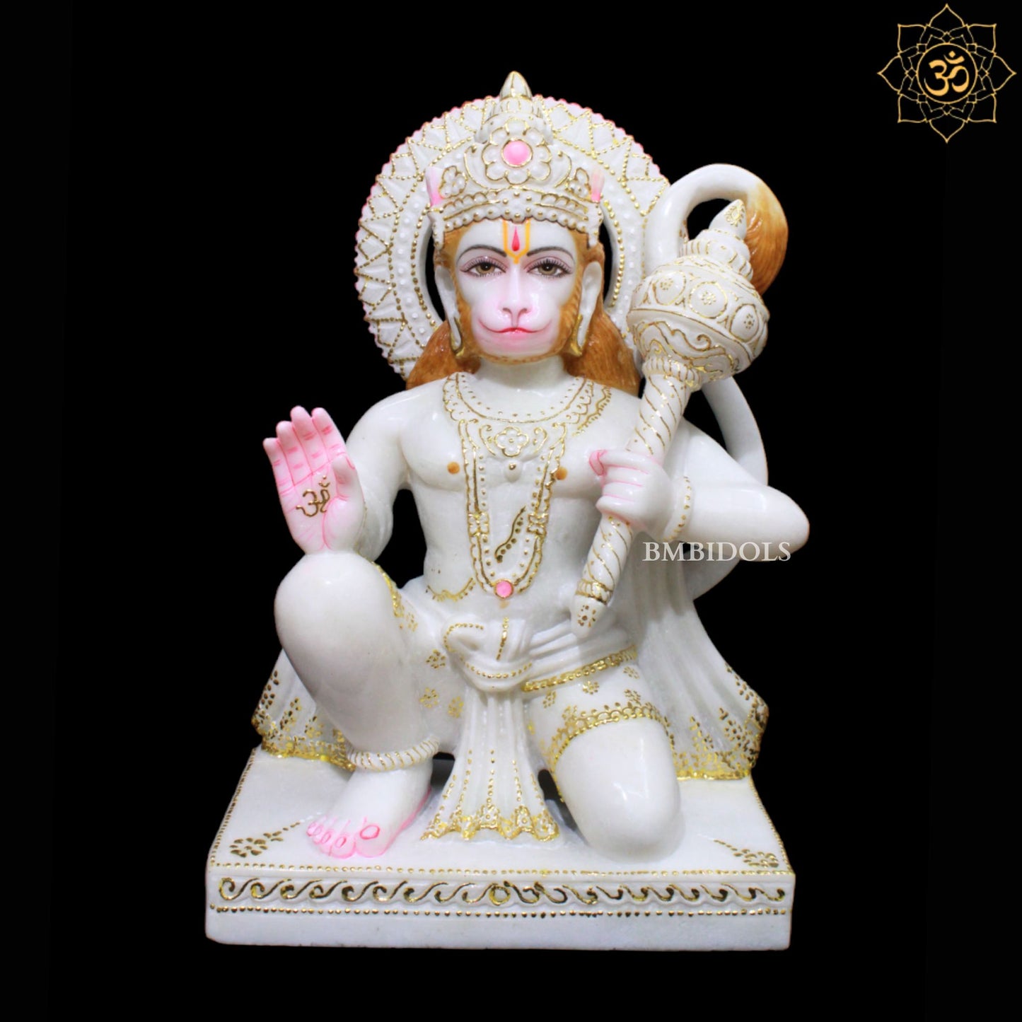 White Marble Hanuman Murti in 18inches for Homes and Temples