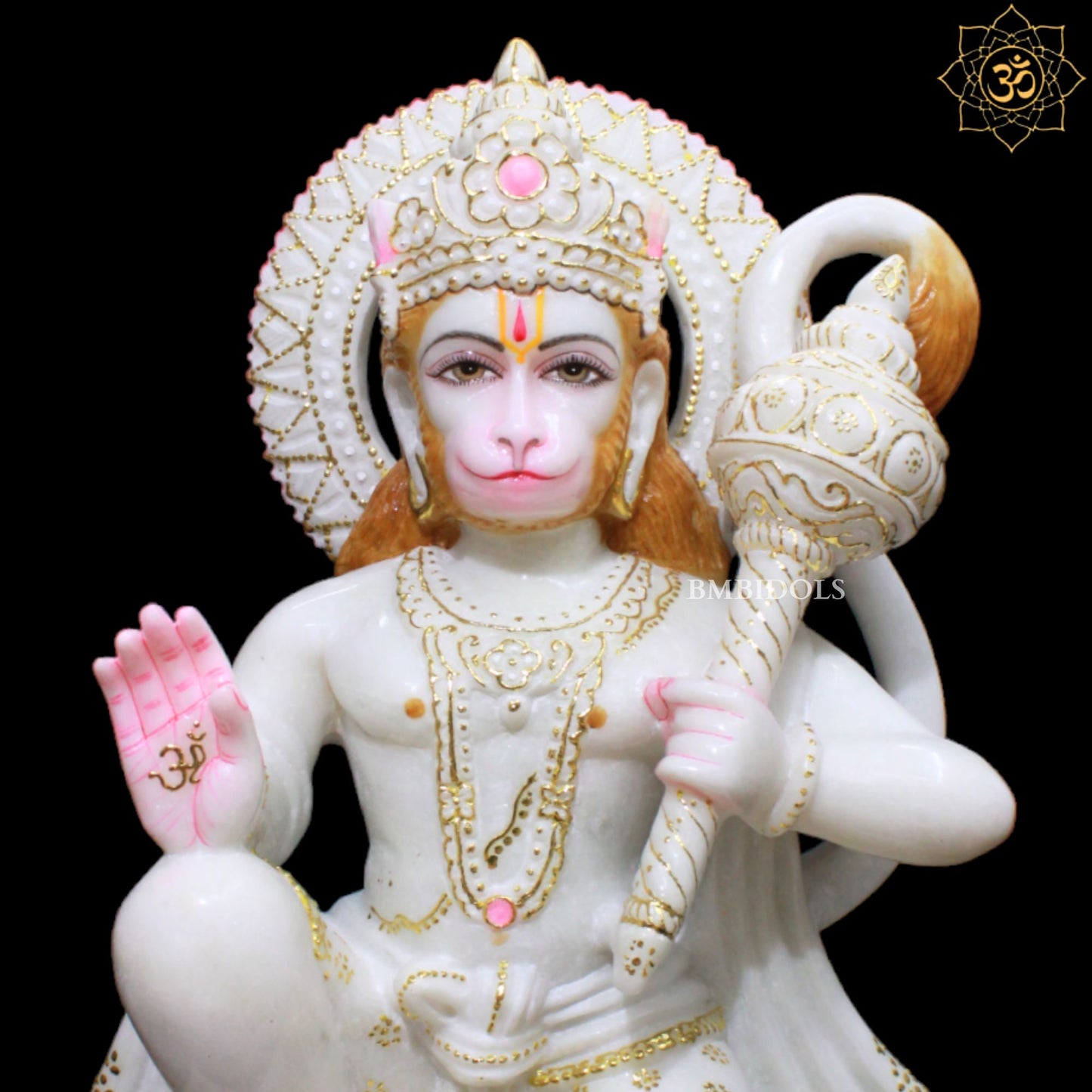 White Marble Hanuman Murti in 18inches for Homes and Temples