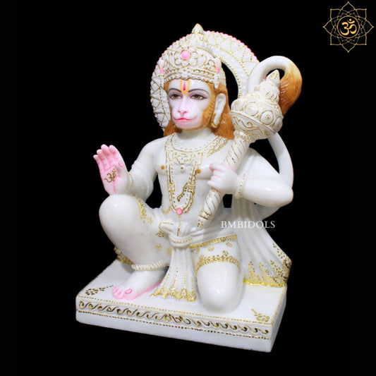 White Marble Hanuman Murti in 18inches for Homes and Temples