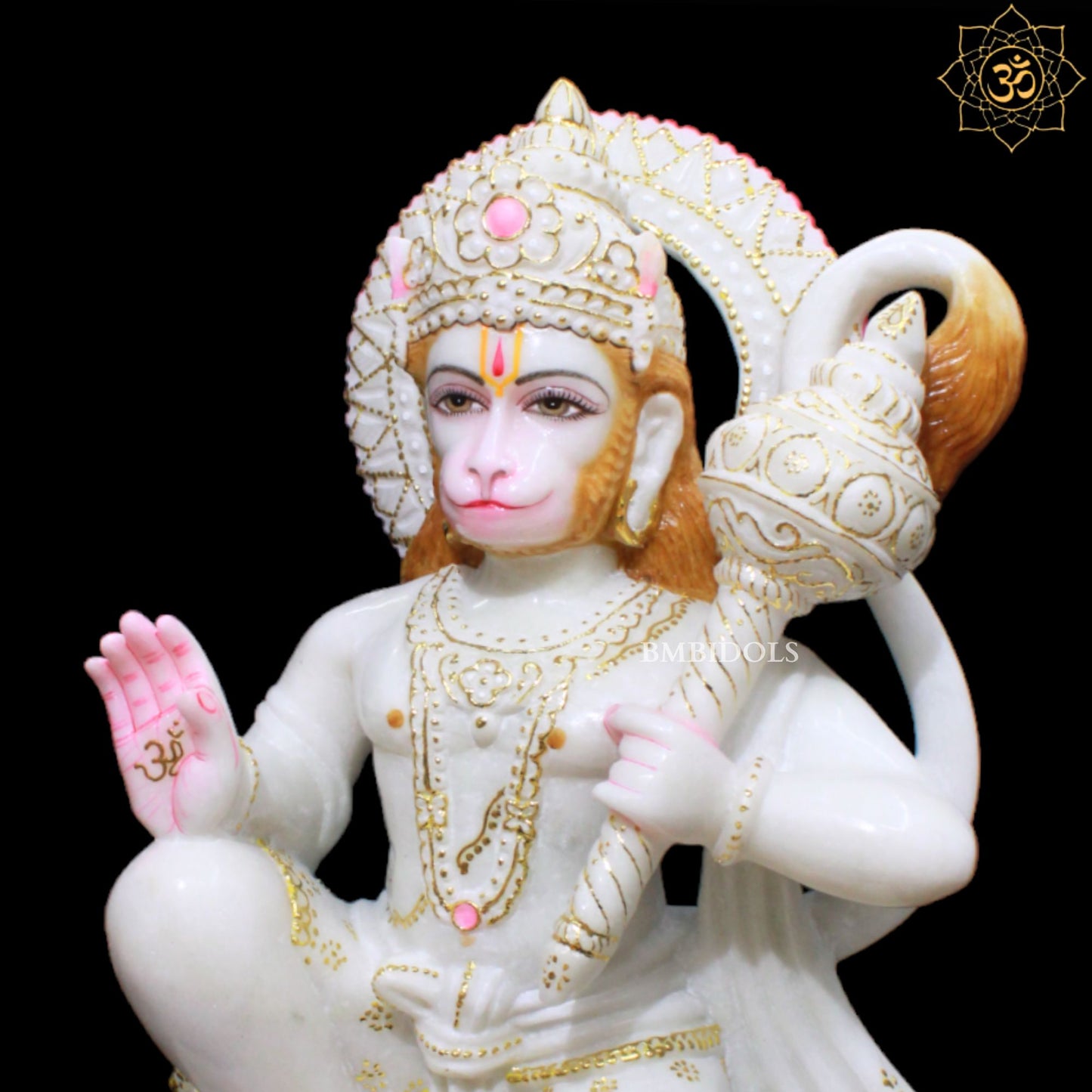 White Marble Hanuman Murti in 18inches for Homes and Temples