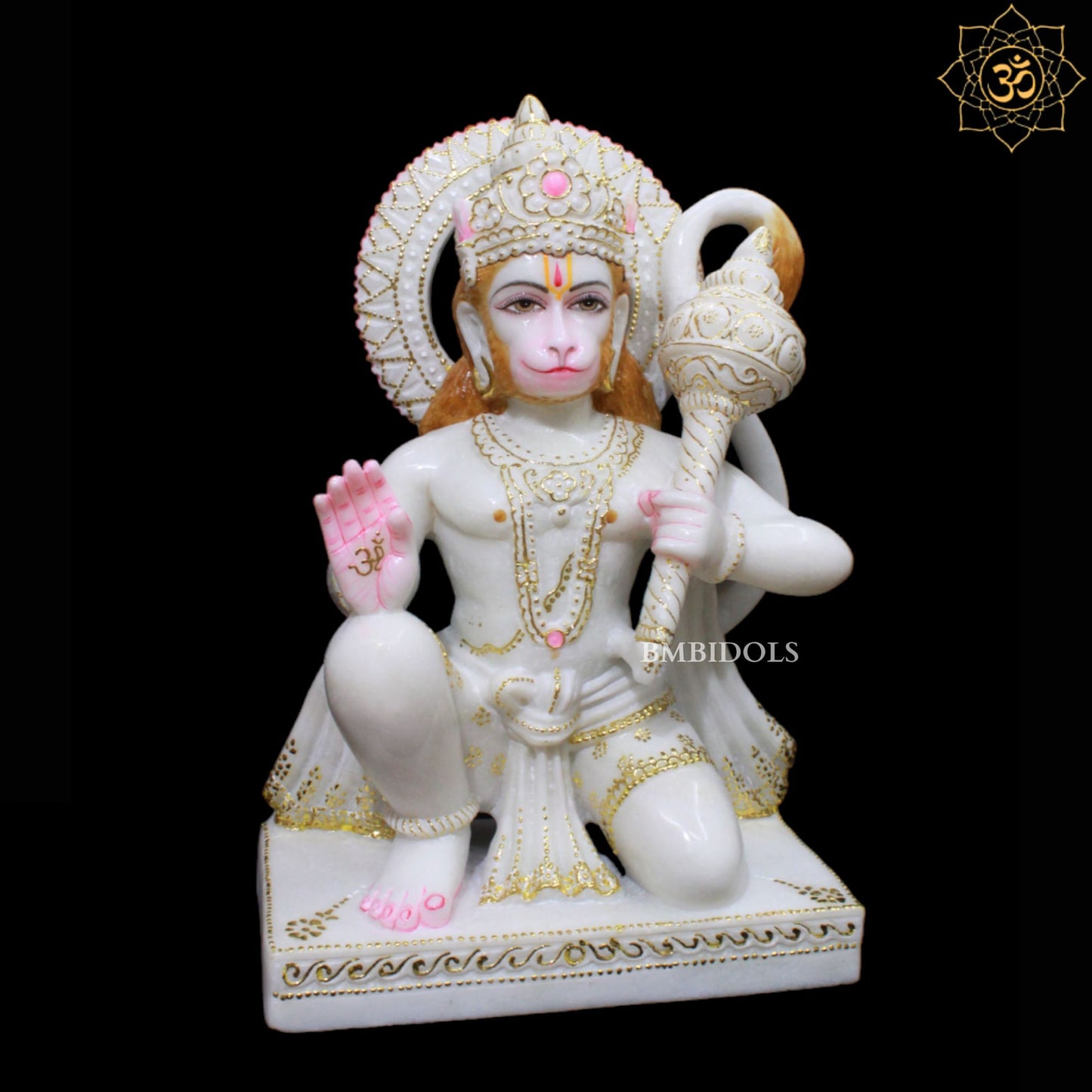 White Marble Hanuman Murti in 18inches for Homes and Temples