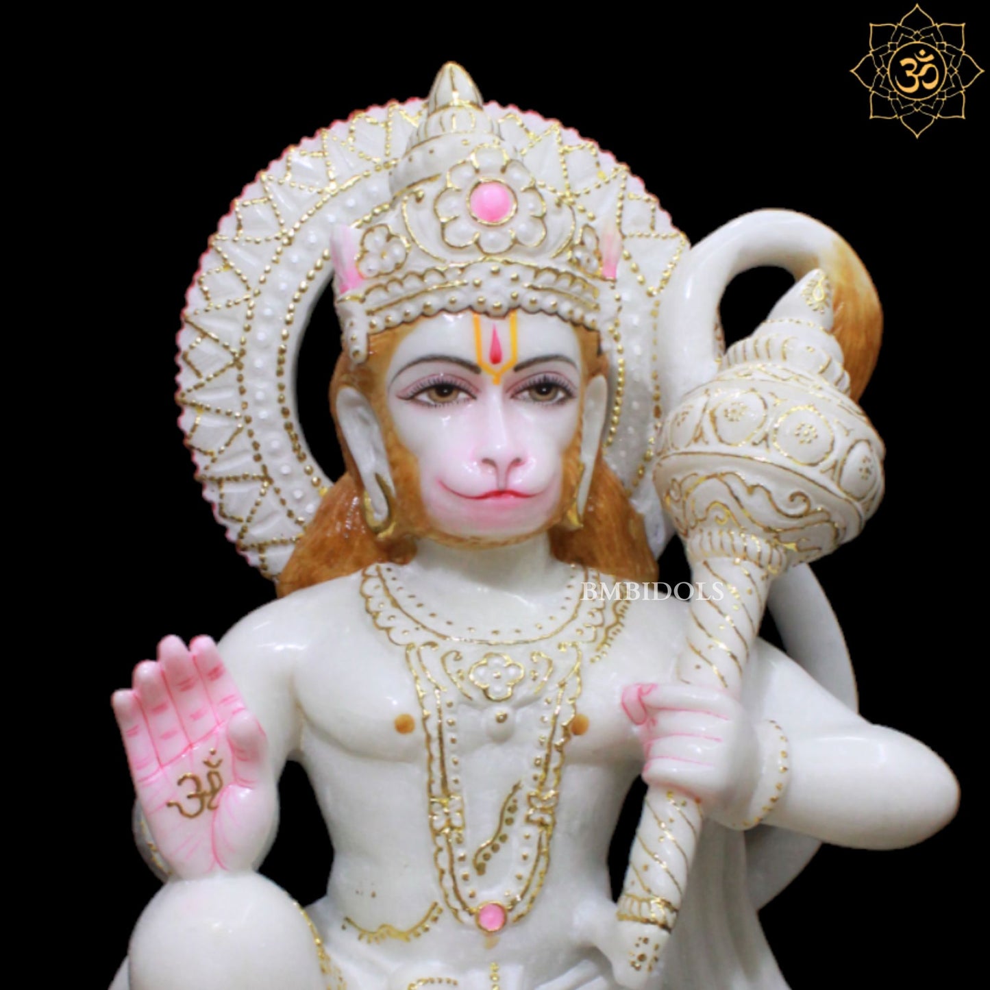 White Marble Hanuman Murti in 18inches for Homes and Temples