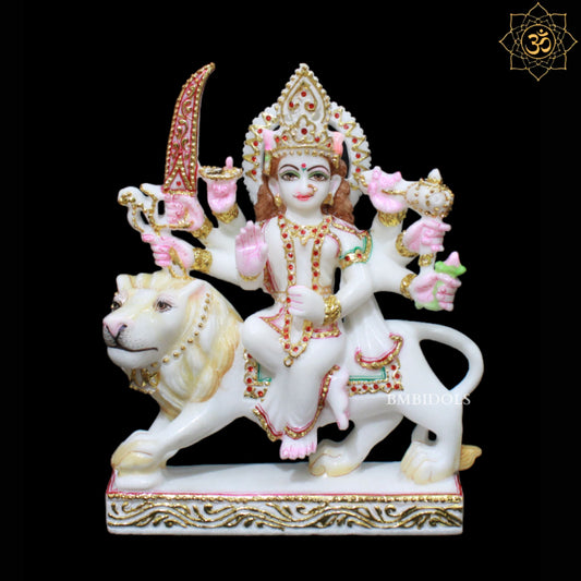 Small Durga Marble Murti in 9inches for Homes and Temples