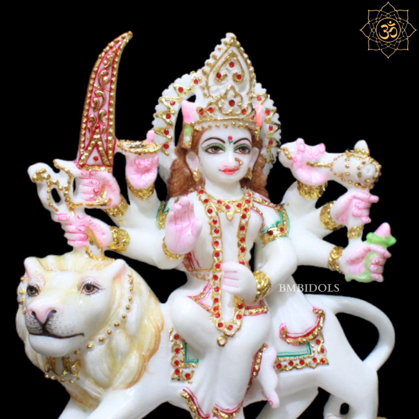 Small Durga Marble Murti in 9inches for Homes and Temples