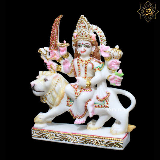 Small Durga Marble Murti in 9inches for Homes and Temples