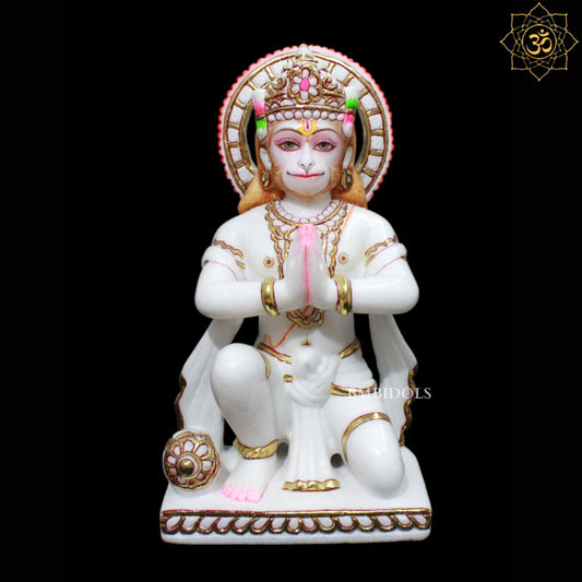 Das Hanuman Marble Murti for Homes and Temples in 12inches