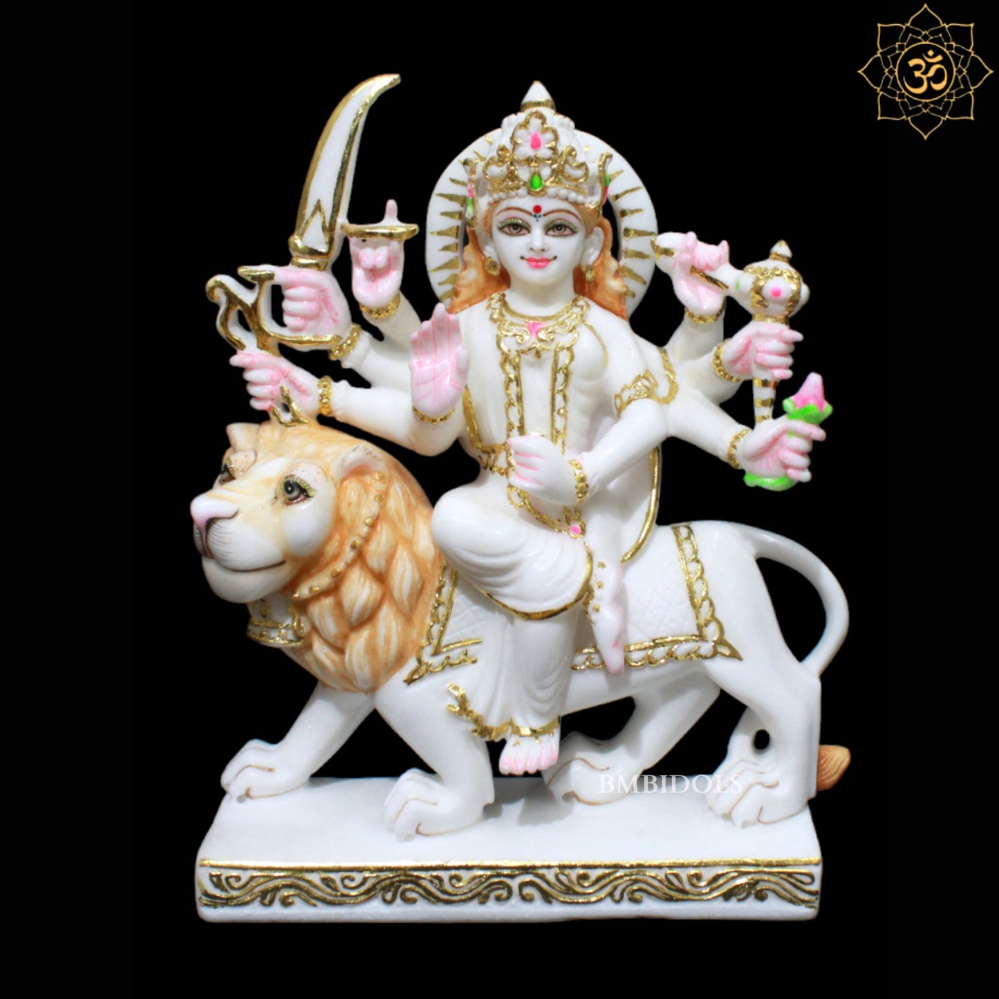 1feet Durga Statue in Makrana Marble for Homes and Temples