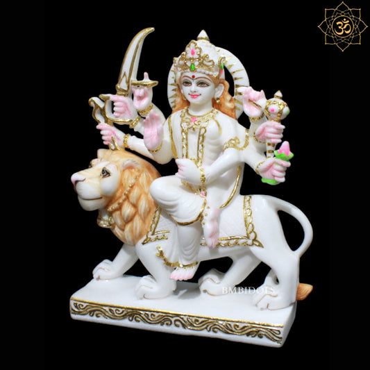 1feet Durga Statue in Makrana Marble for Homes and Temples