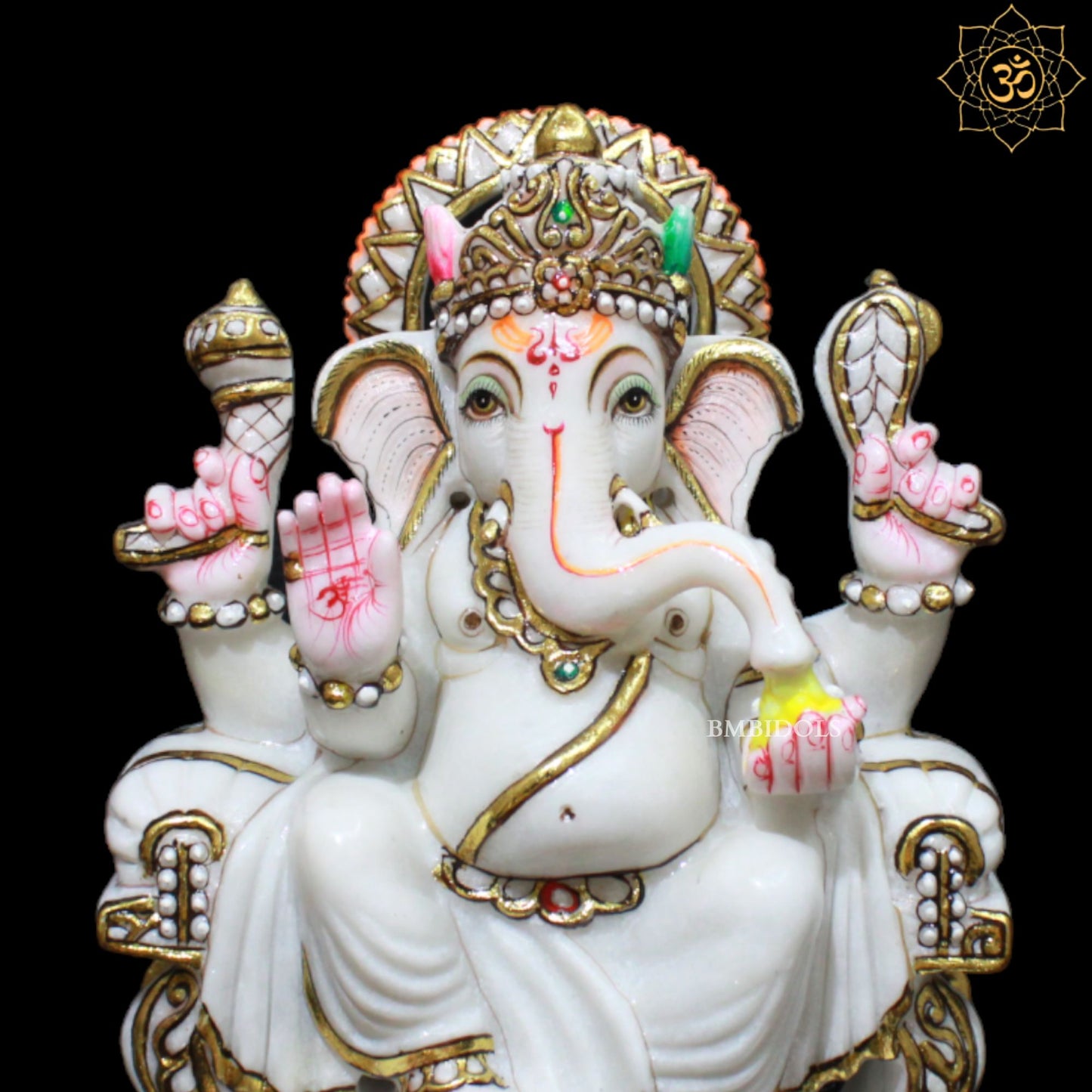 9inch Marble Ganesh Murti for Home Mandirs in Makrana Marble