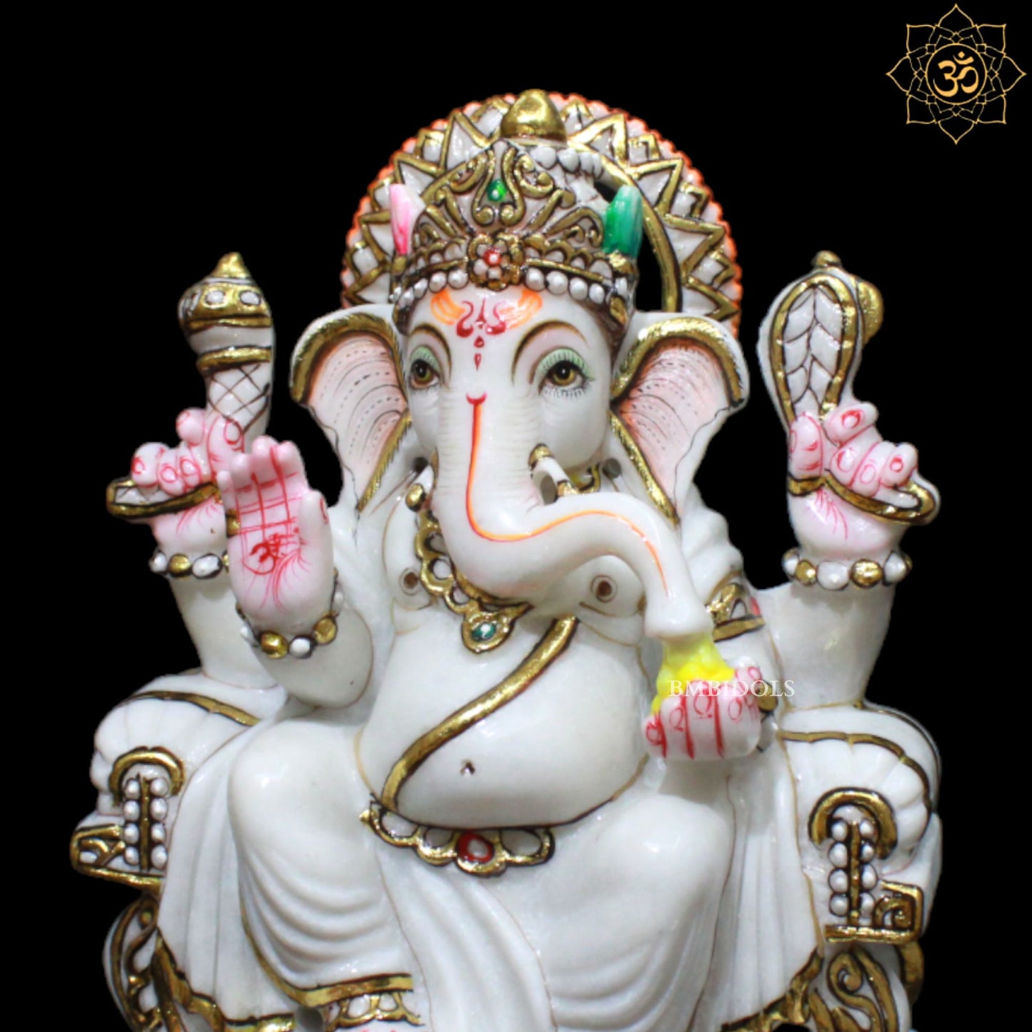 9inch Marble Ganesh Murti for Home Mandirs in Makrana Marble