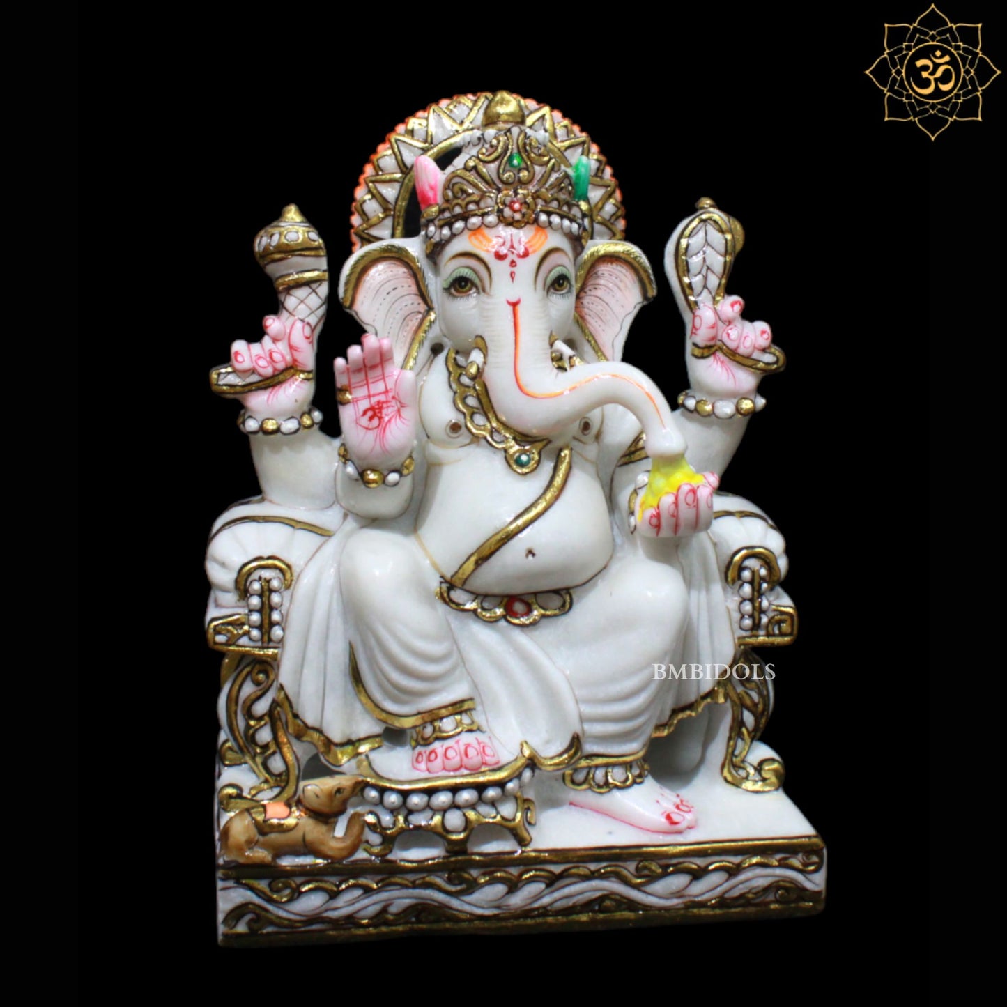 9inch Marble Ganesh Murti for Home Mandirs in Makrana Marble