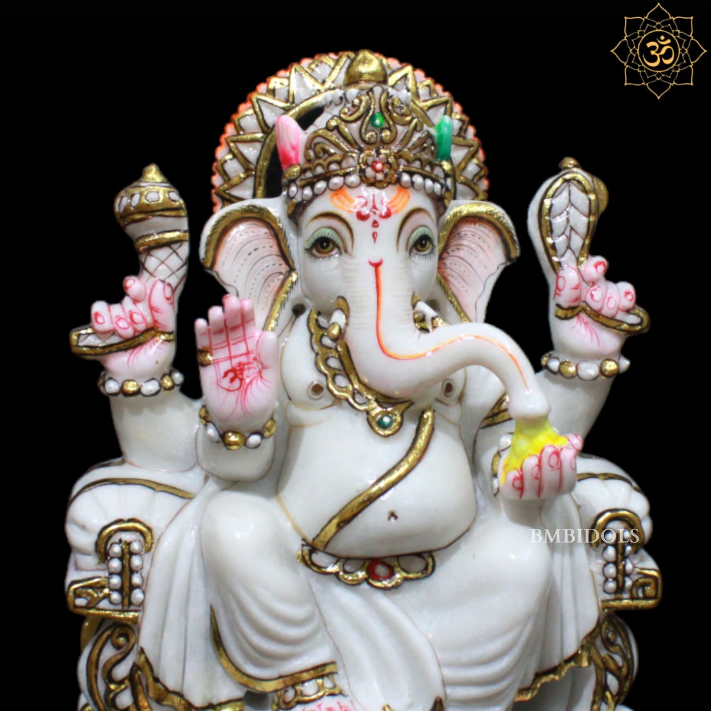 9inch Marble Ganesh Murti for Home Mandirs in Makrana Marble