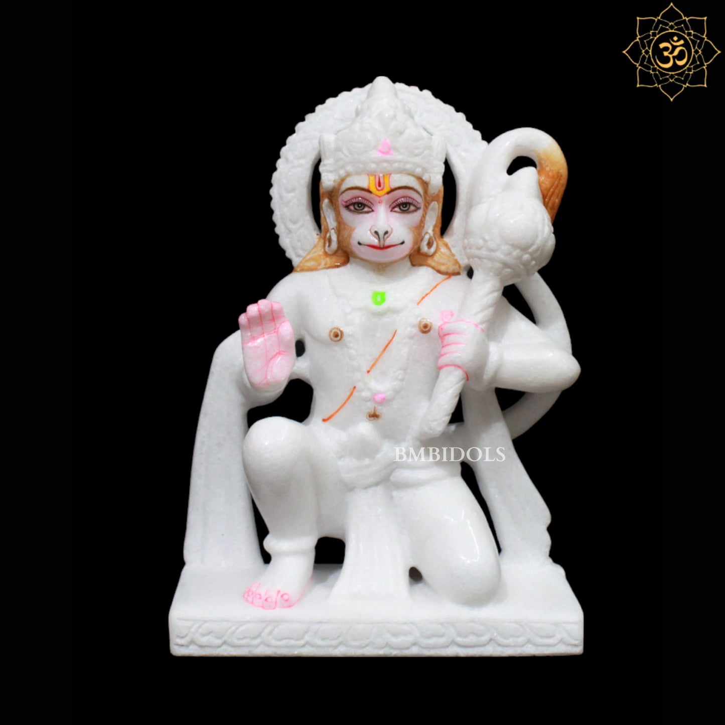 White Marble Hanuman Murti in 9inches for Homes and Mandirs