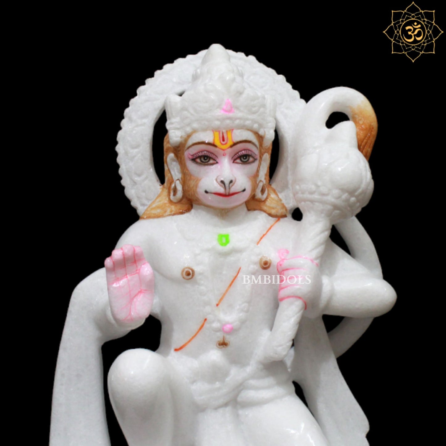 White Marble Hanuman Murti in 9inches for Homes and Mandirs