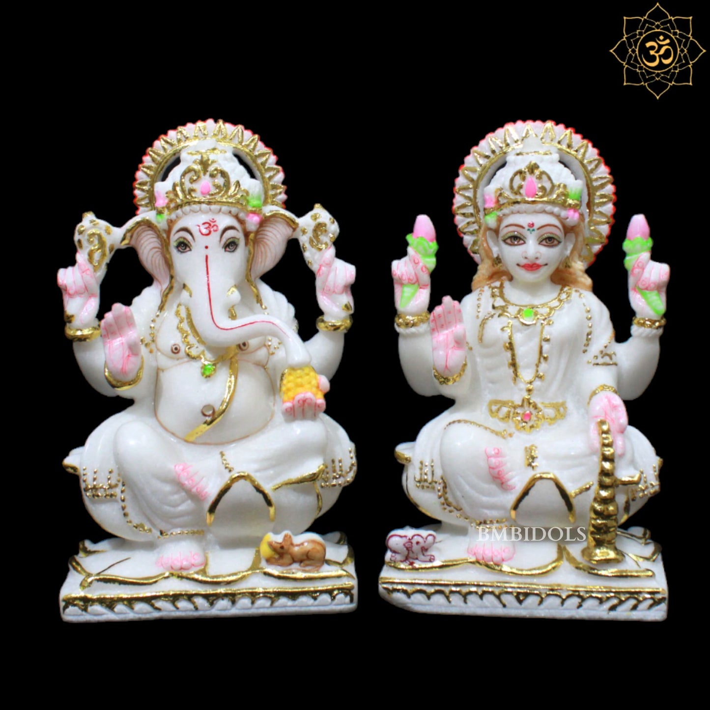 9inch Ganesh Laxmi Marble Murti for Homes in Makrana Marble