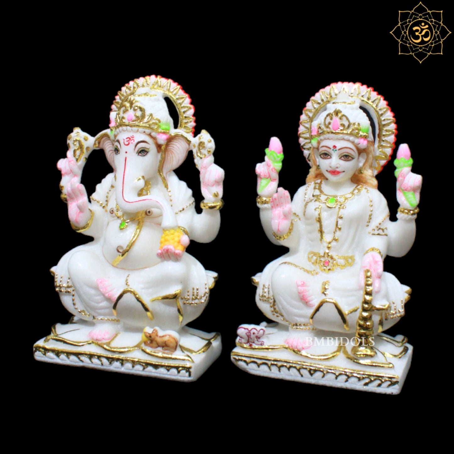 9inch Ganesh Laxmi Marble Murti for Homes in Makrana Marble