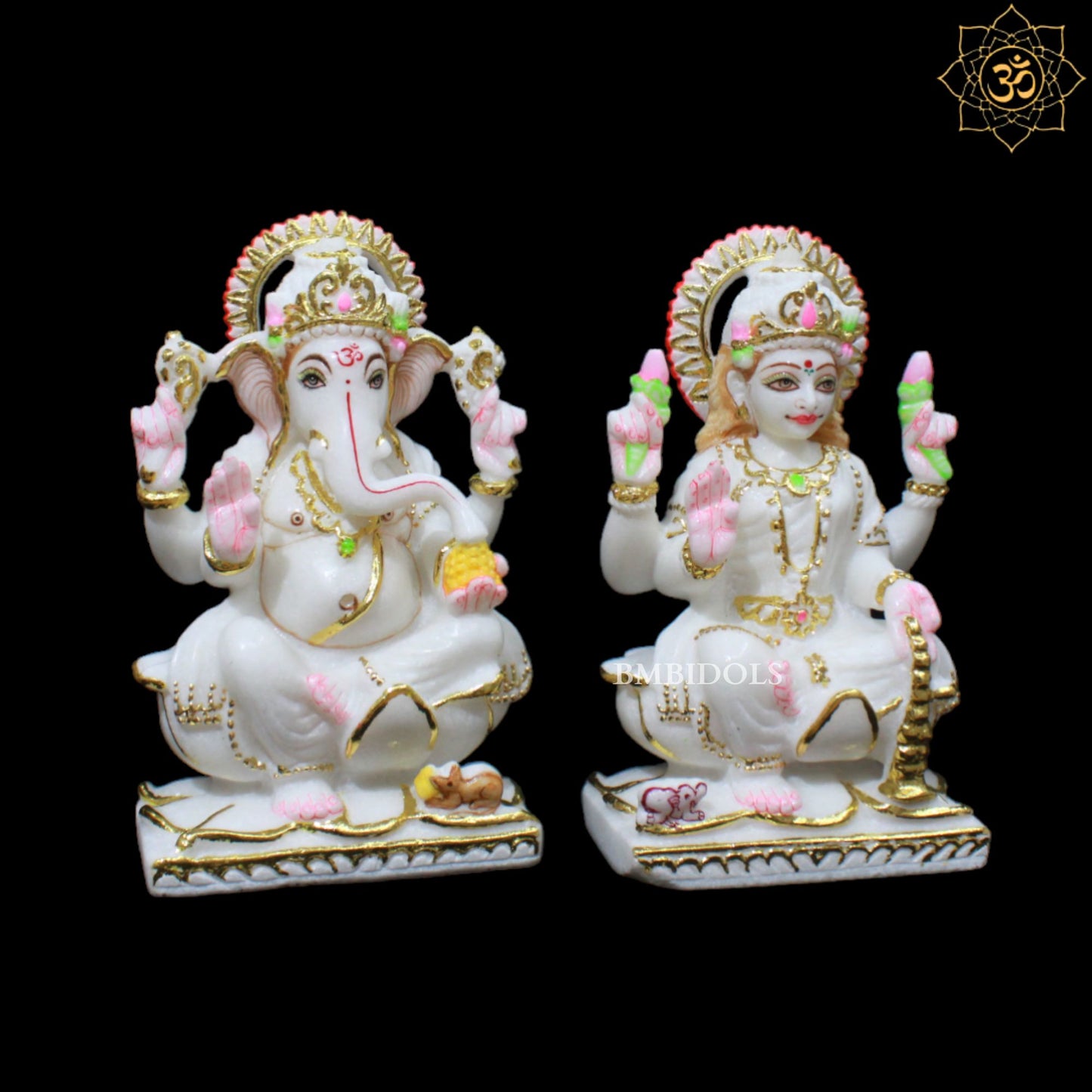 9inch Ganesh Laxmi Marble Murti for Homes in Makrana Marble