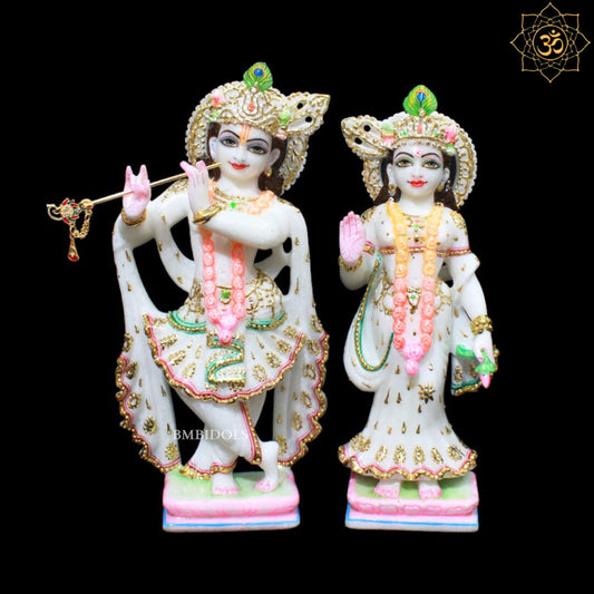 12inch Radha Krishna Bhagwan Marble Murti for Homes and Temples