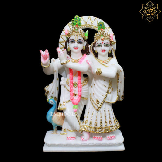 12inch Marble Jugal Radha Krishna Murti for Homes and Mandirs