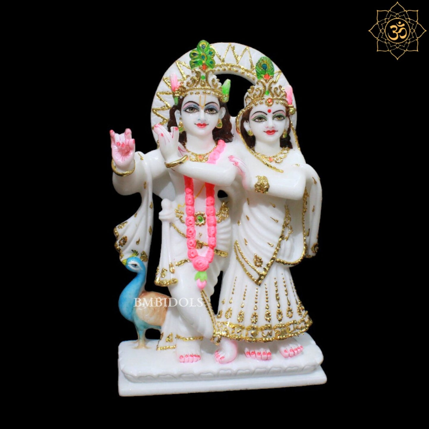 12inch Marble Jugal Radha Krishna Murti for Homes and Mandirs