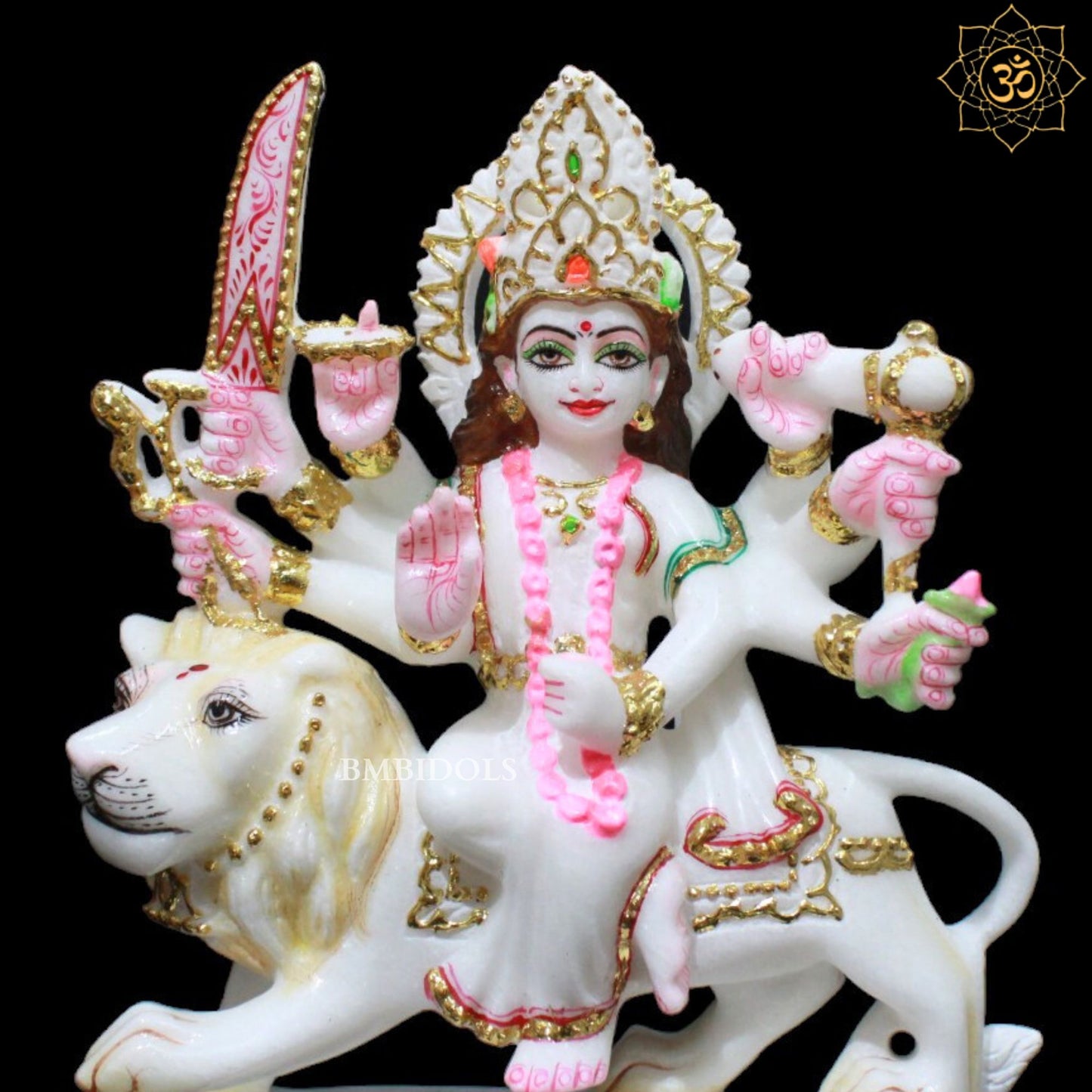 White Marble Durga Murti in Small Size for Homes and Temples