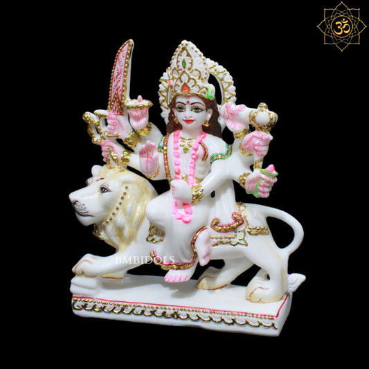 White Marble Durga Murti in Small Size for Homes and Temples