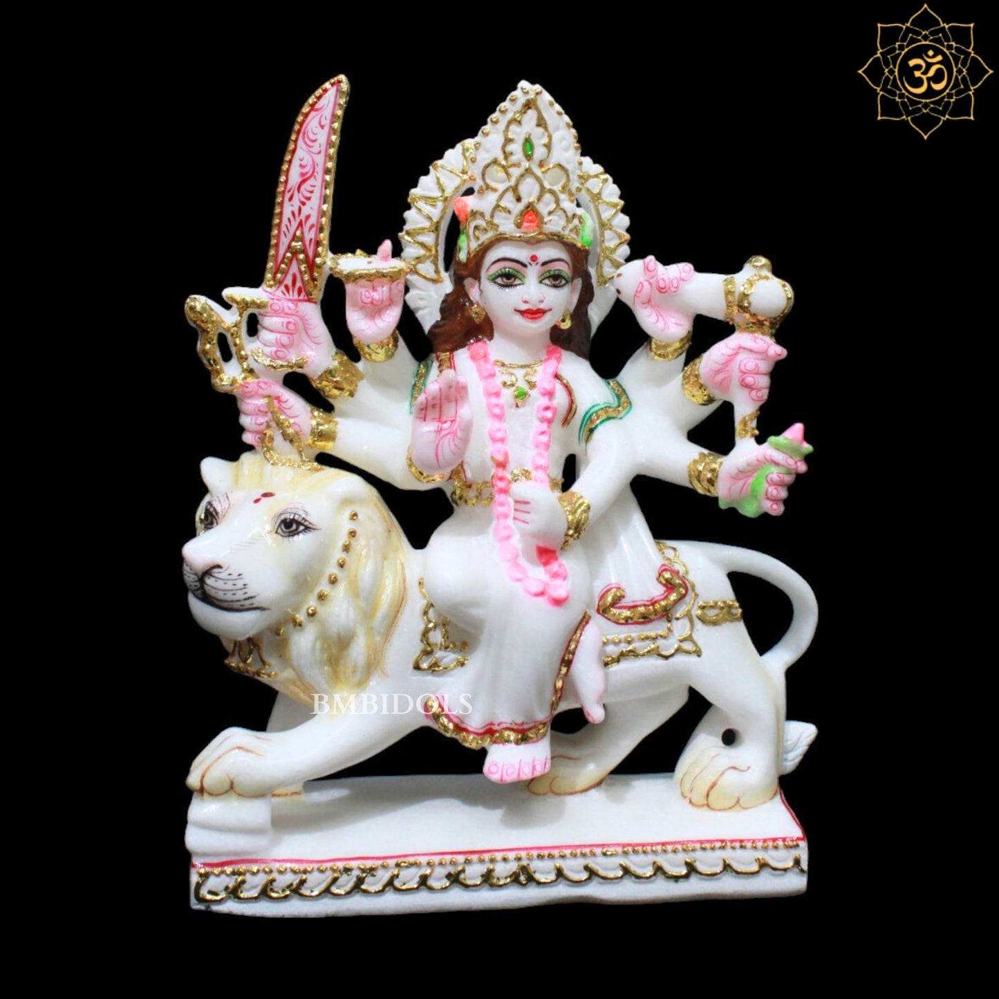 White Marble Durga Murti in Small Size for Homes and Temples