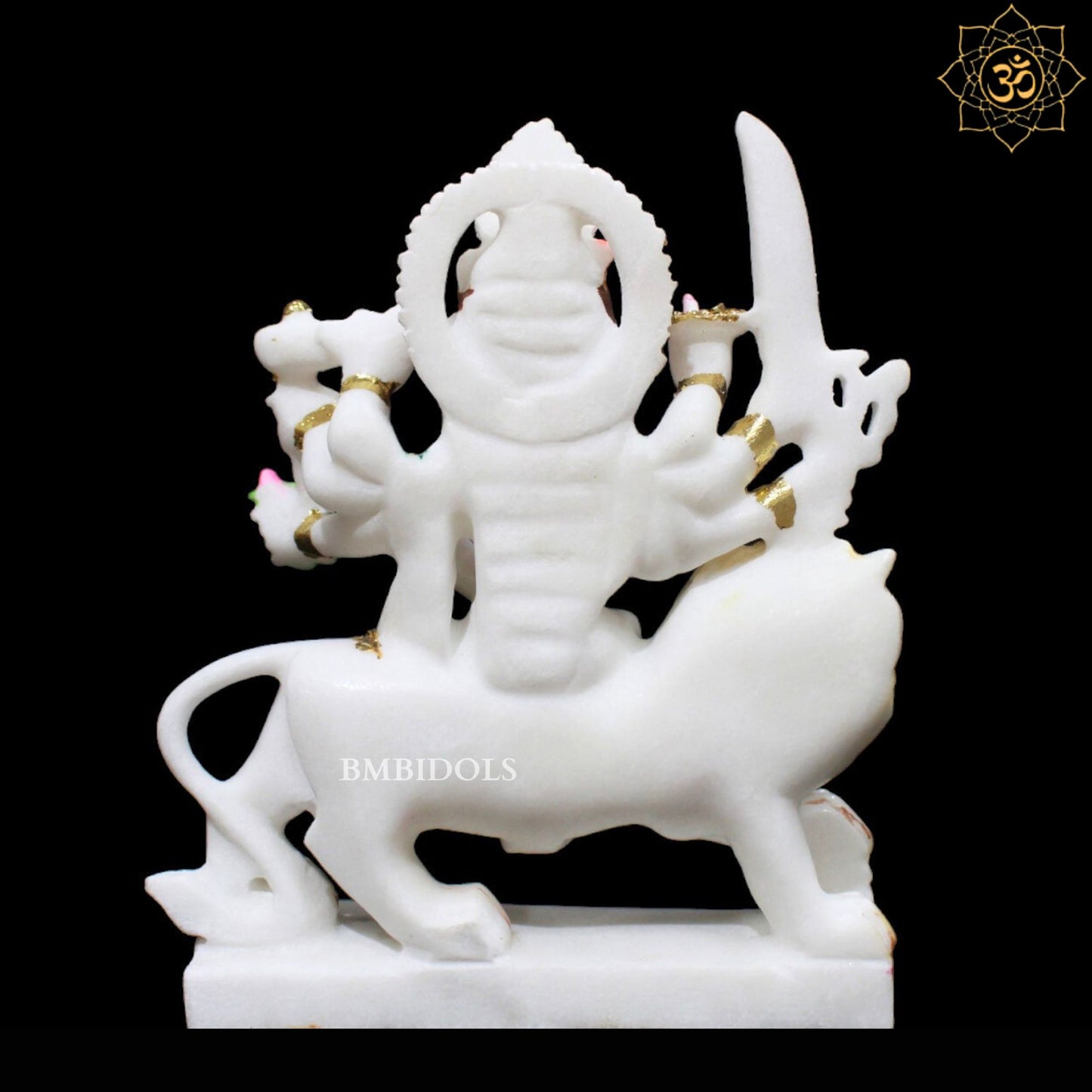 White Marble Durga Murti in Small Size for Homes and Temples