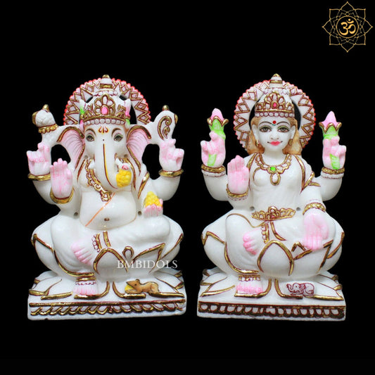 Ganesh Lakshmi Marble Murti in 9inches for Homes and Temples