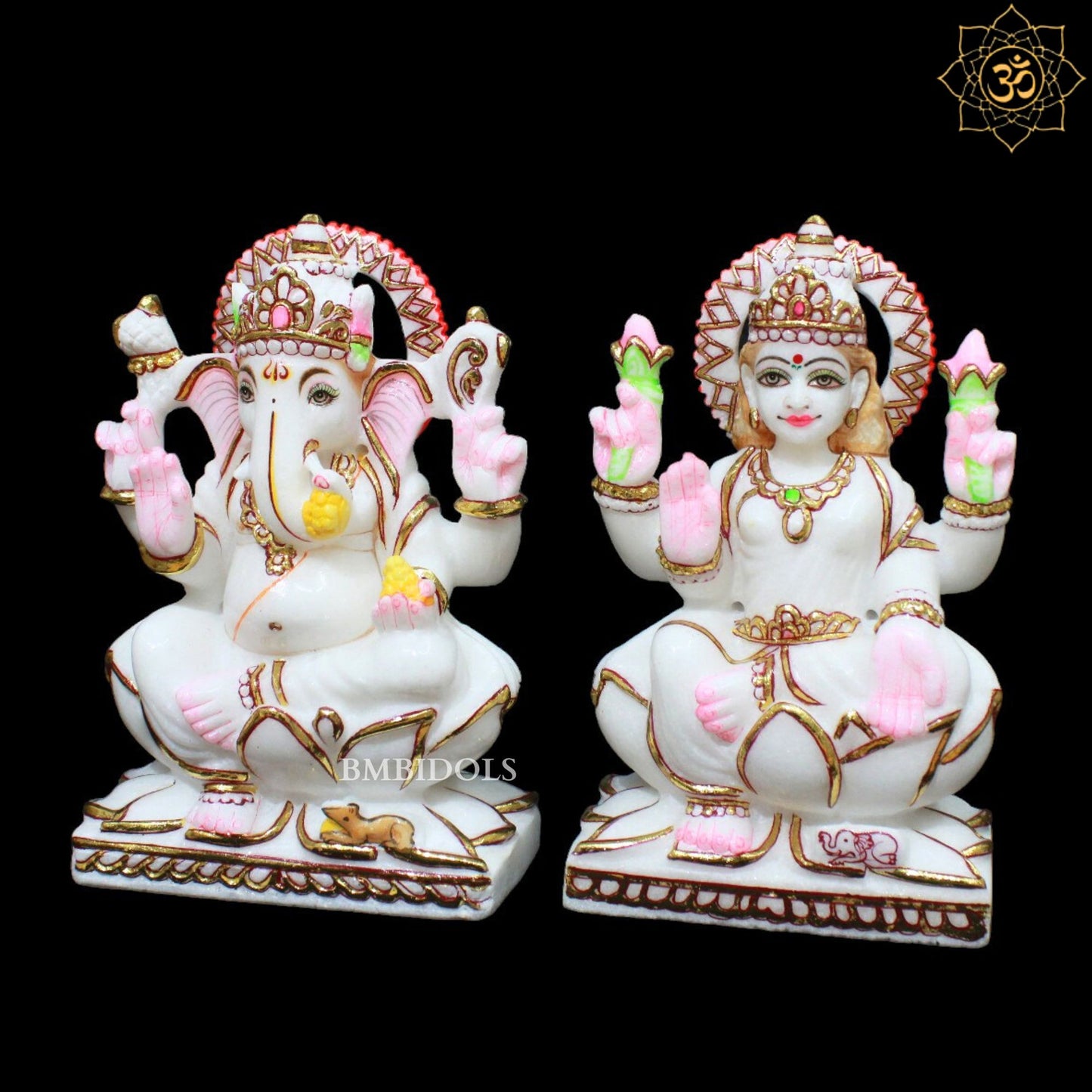 Ganesh Lakshmi Marble Murti in 9inches for Homes and Temples