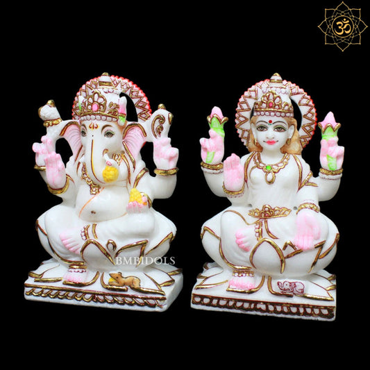 Ganesh Lakshmi Marble Murti in 9inches for Homes and Temples